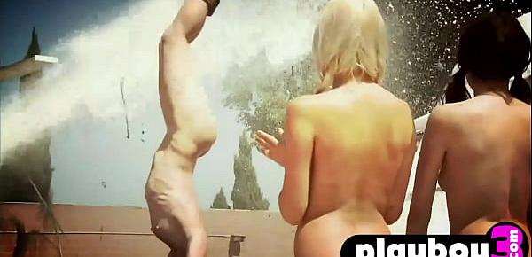  Perfect lesbians enjoyed a snow games totally naked